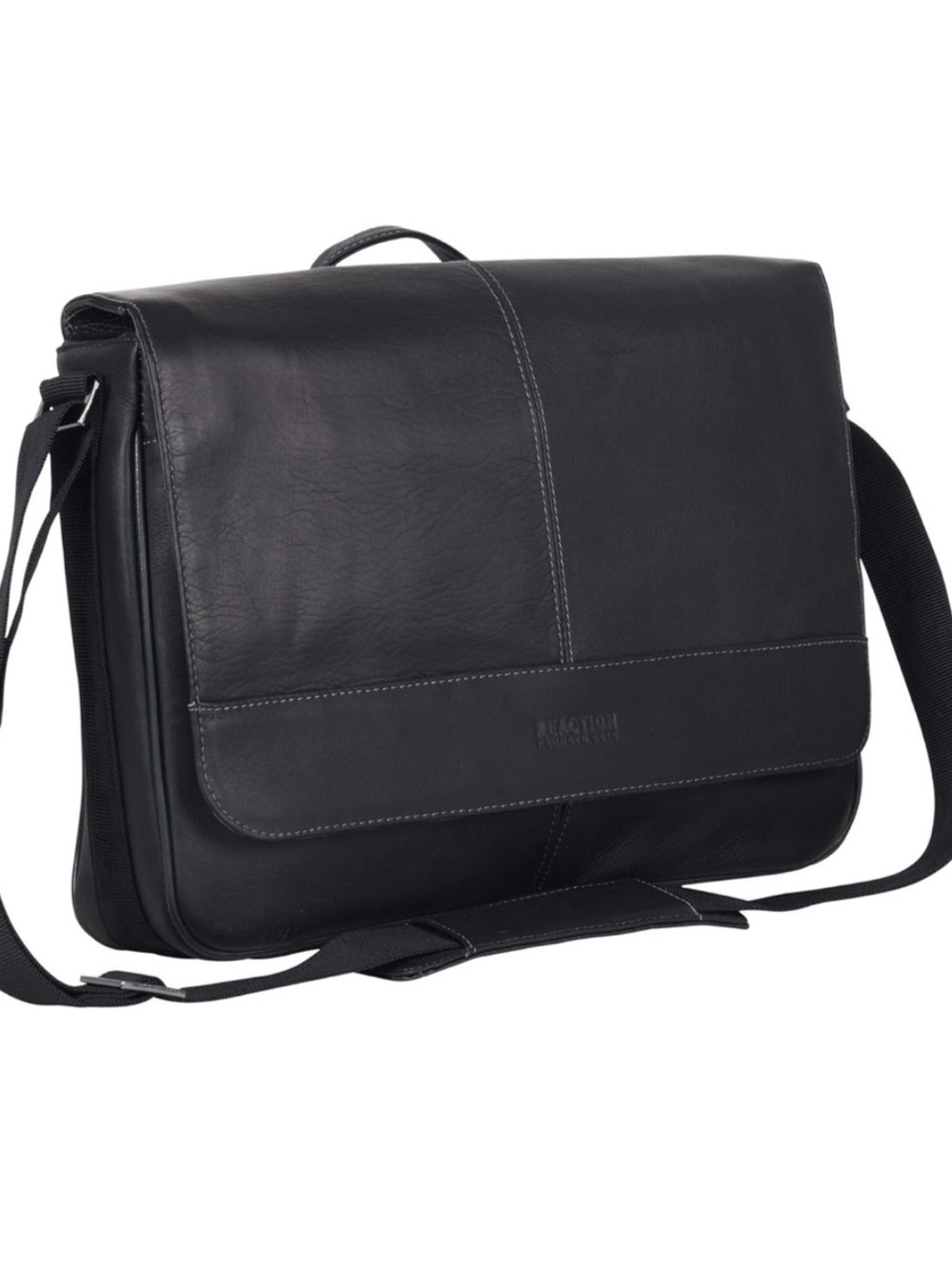 Kenneth Cole Black Leather Messenger COLOMBIAN LEATHER CROSSBODY MESSENGER BAG